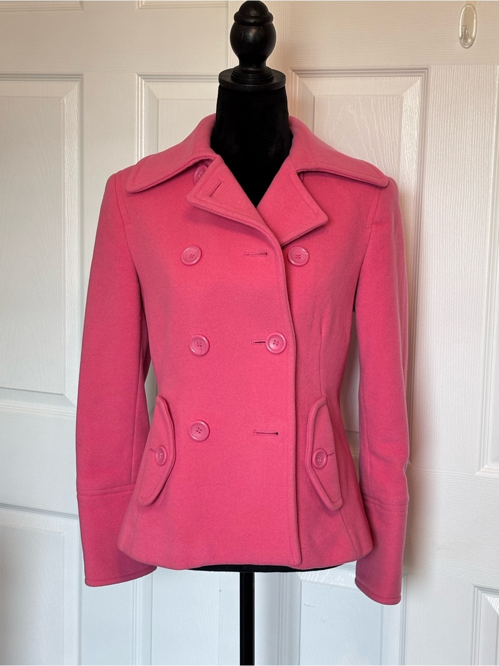 Express Design Studio Pink Double-Breasted Wool Cashmere Peacoat Coat Size Small